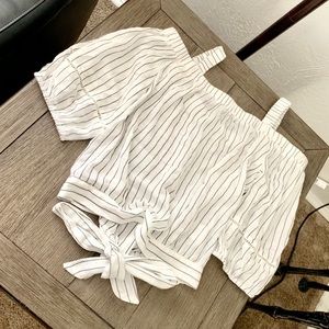 Stripes white off the shoulder top
